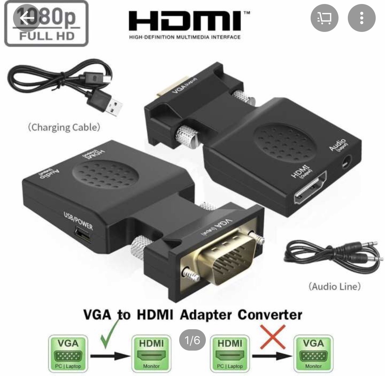Đầu chuyển đổi VGA sang HDMI có Audio- het hàng