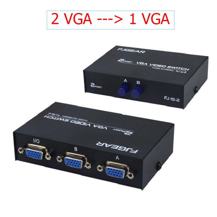 Bộ Chia Tín Hiệu VGA 2 Cổng Vào 1 Cổng Ra Màn Hình LCD, Máy Chiếu