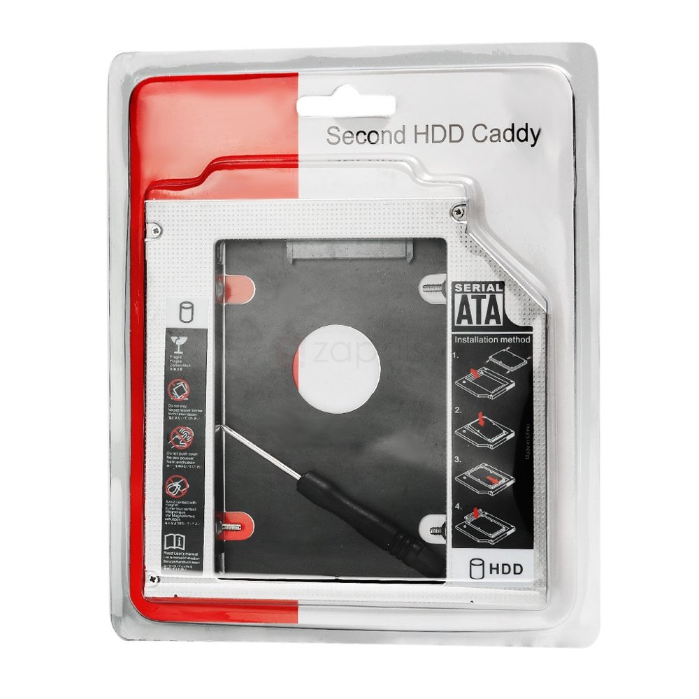 Khay gắn ổ Cứng SSD/HDD thứ 2 cho laptop Caddy bay - Full nhôm - dày 12.7mm ,SATA, Tặng tuvit