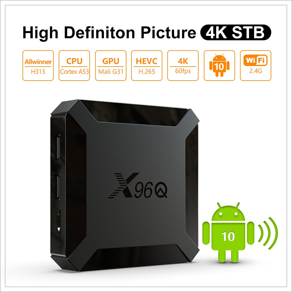 Tivi box X96Q Android 10 CPU H313 2.4GHz Wifi RAM 2G ROM 16G