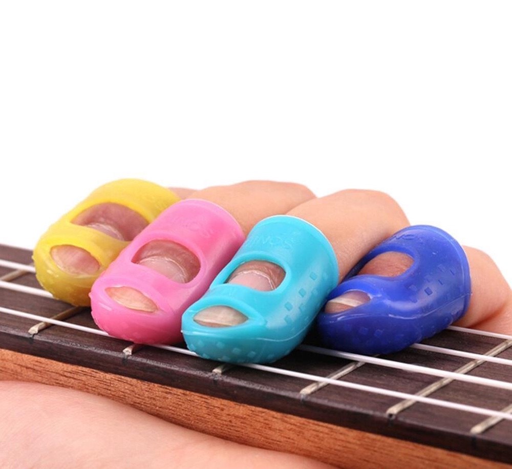 Bọc đầu bảo vệ ngón tay silicon khi chơi đàn guita/ukulele (Set 5 cái cao cấp)