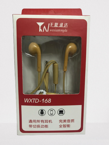 Tai nghe  điện thoại WXTD-168 màu gold full box , chân cắm 3.5mm (tròn)
