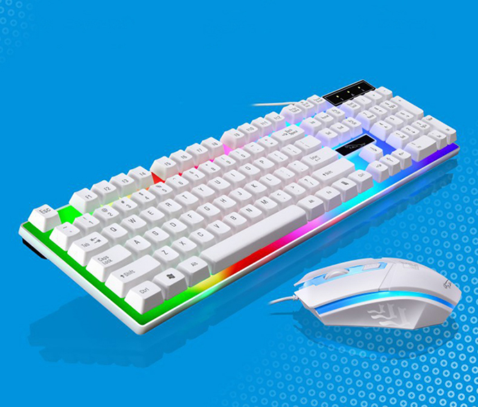 Bộ Bàn Phím Giả Cơ và Chuột Chuyên Game G21 Led 7 Màu - Màu trắng/đen